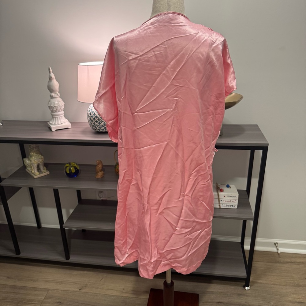 NWT Val Mode Lingerie 2-Piece Peignoir Set – Pink Satin & Floral Lace (Size M) - Picture 13 of 13